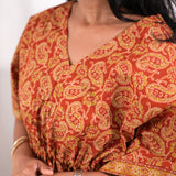 Brick red paisley cotton kaftan
