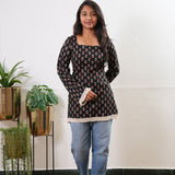 Black cotton corset tassel kurti