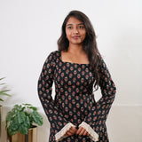 Black cotton corset tassel kurti