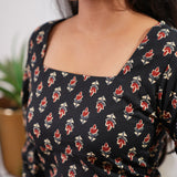 Black cotton corset tassel kurti