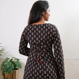 Black cotton corset tassel kurti