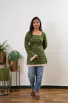 Olive green cotton corset tassel kurti