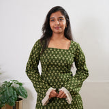 Olive green cotton corset tassel kurti