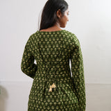 Olive green cotton corset tassel kurti