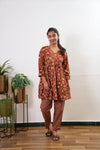 Brick red geometric cotton comfies