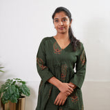 Olive green paisley cotton comfies
