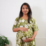 Olive green cotton maternity sleep wear