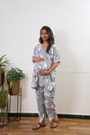 Grey and blue cotton maternity sleep wear