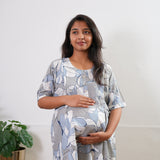 Grey and blue cotton maternity sleep wear