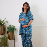 Turquoise cotton maternity sleep wear