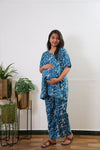 Turquoise cotton maternity sleep wear