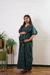 Peacock blue geometric cotton maternity nursing kaftan