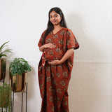 Rust orange cotton maternity nursing kaftan