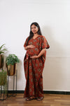 Rust orange cotton maternity nursing kaftan
