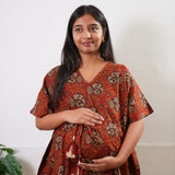 Rust orange cotton maternity nursing kaftan