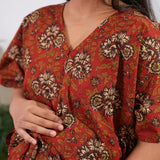 Rust orange cotton maternity nursing kaftan