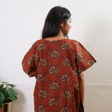 Rust orange cotton maternity nursing kaftan