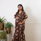 Chocolate cotton maternity nursing kaftan