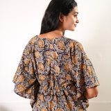 Chocolate hand block cotton kaftan