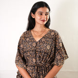 Brown hand block cotton kaftan