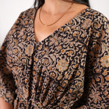 Brown hand block cotton kaftan