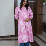 Pastel pink hibiscus maternity nursing wear