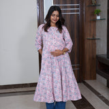 Baby pink floral maternity nursing wear