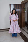 Baby pink floral maternity nursing wear