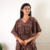 Red roses hand block cotton kaftan
