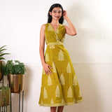 Lime green cotton waist dress