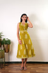 Lime green cotton waist dress