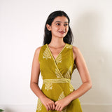 Lime green cotton waist dress