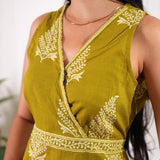 Lime green cotton waist dress