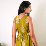 Lime green cotton waist dress