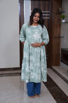 Pastel green hibiscus maternity nursing wear