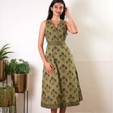 Khaki cotton waist dress