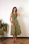 Khaki cotton waist dress