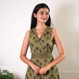 Khaki cotton waist dress