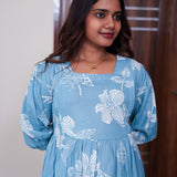 Pastel blue hibiscus maternity nursing wear