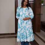 Electric blue fern maternity nursing wear