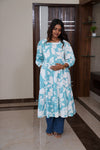 Electric blue fern maternity nursing wear