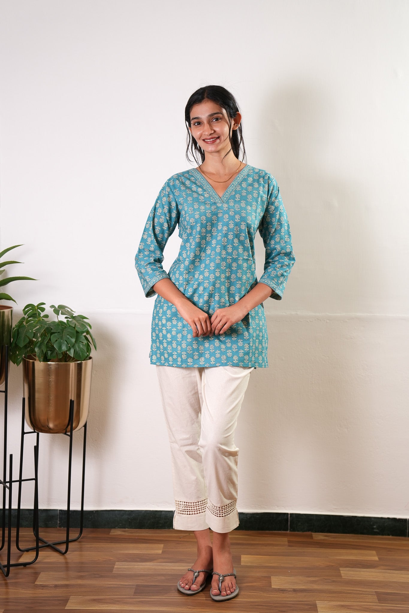 Azure cotton short kurti