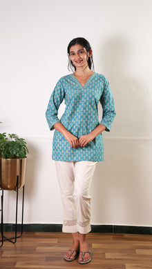 Azure cotton short kurti