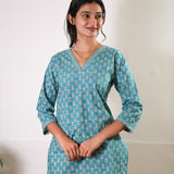 Azure cotton short kurti