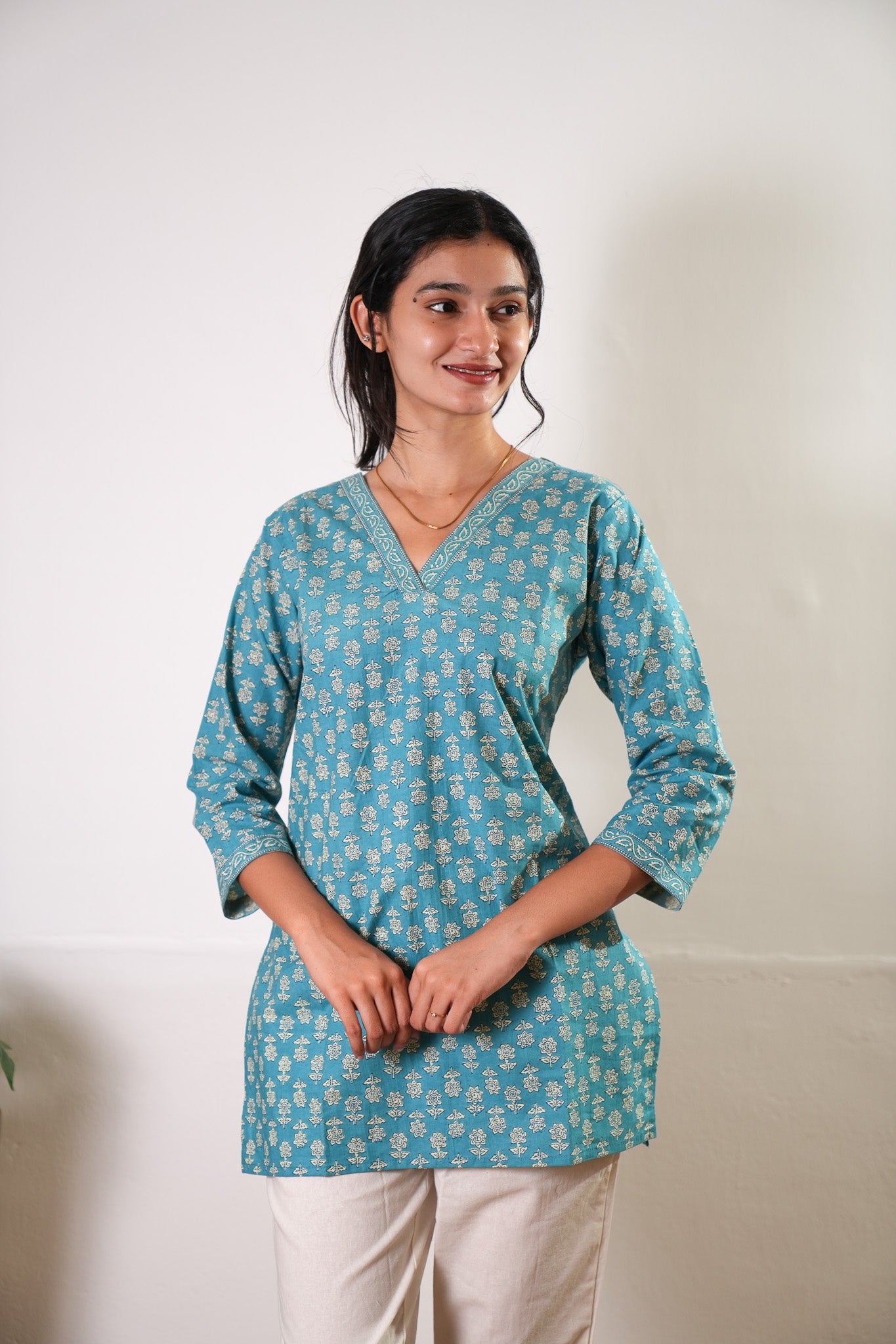 Azure cotton short kurti