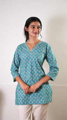 Azure cotton short kurti
