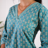 Azure cotton short kurti