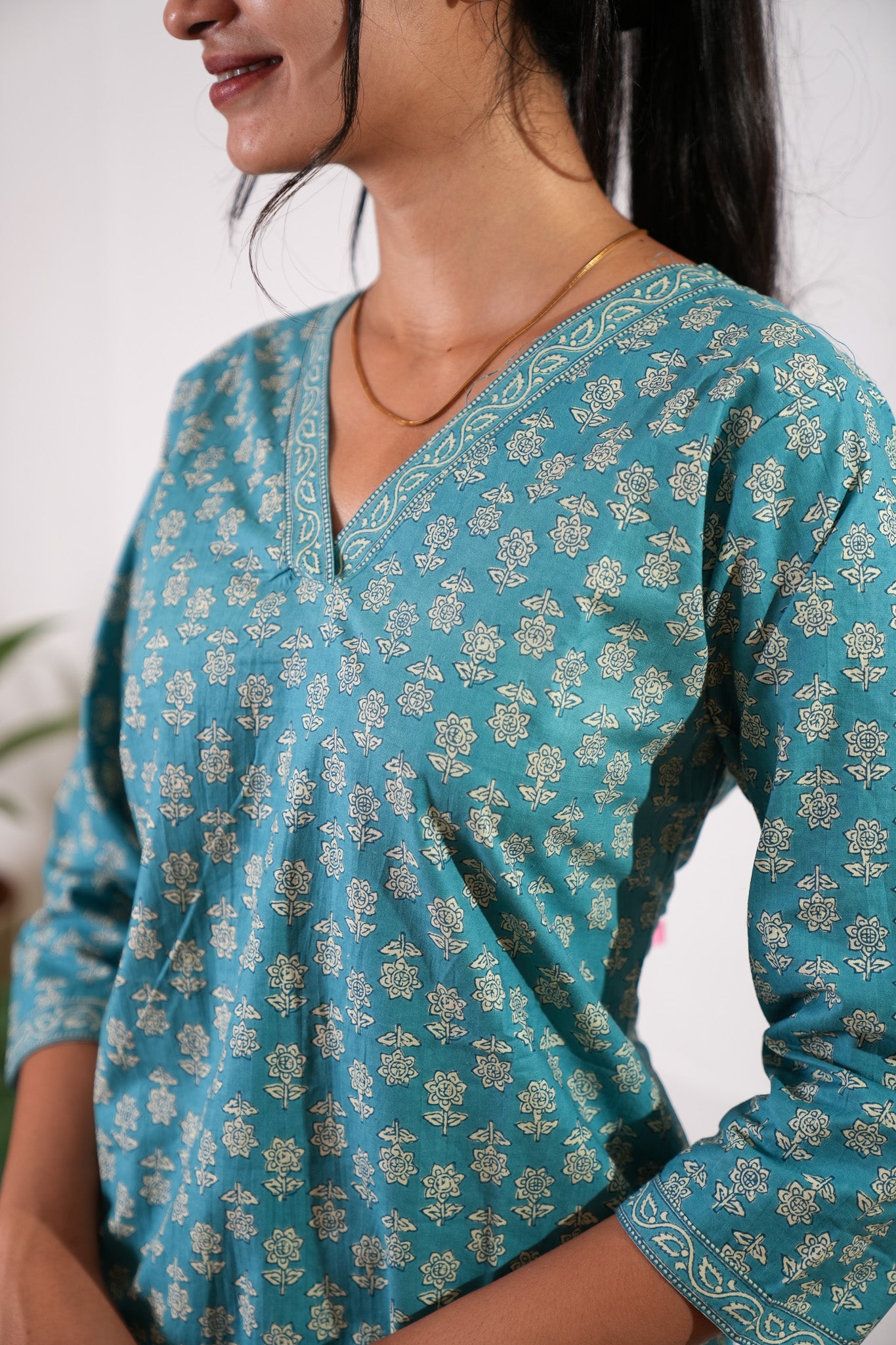 Azure cotton short kurti