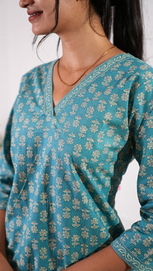 Azure cotton short kurti