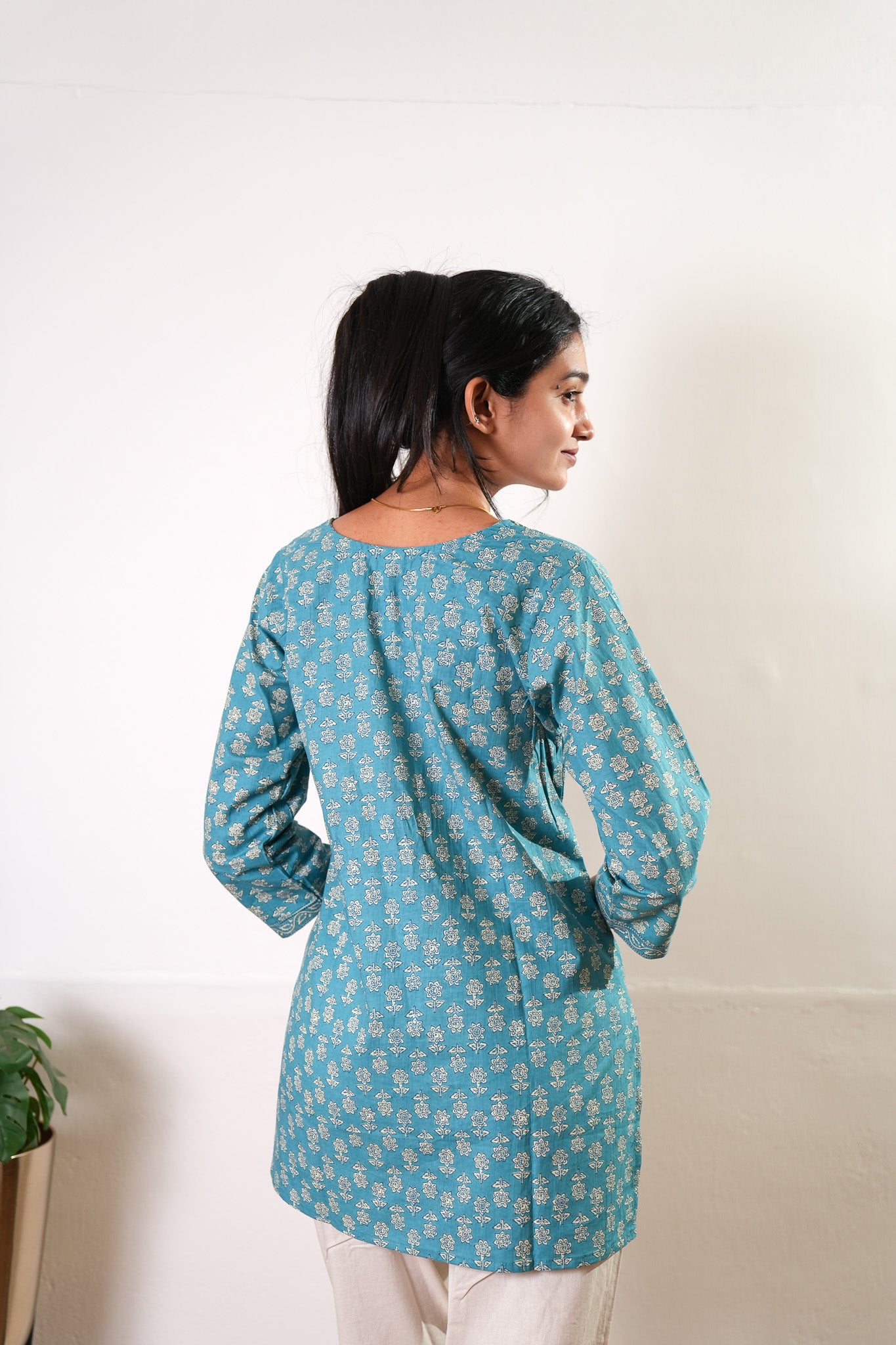 Azure cotton short kurti